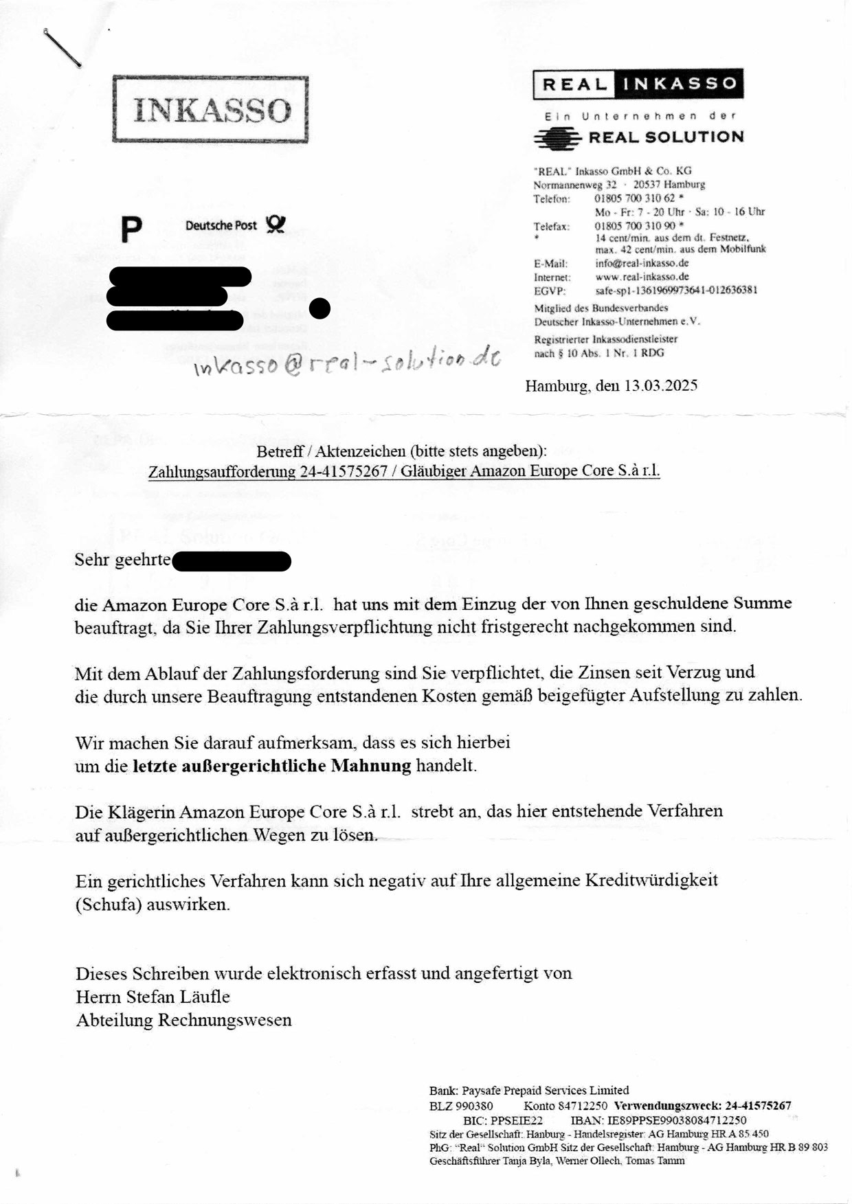 Betrugsschrieben Seite 1